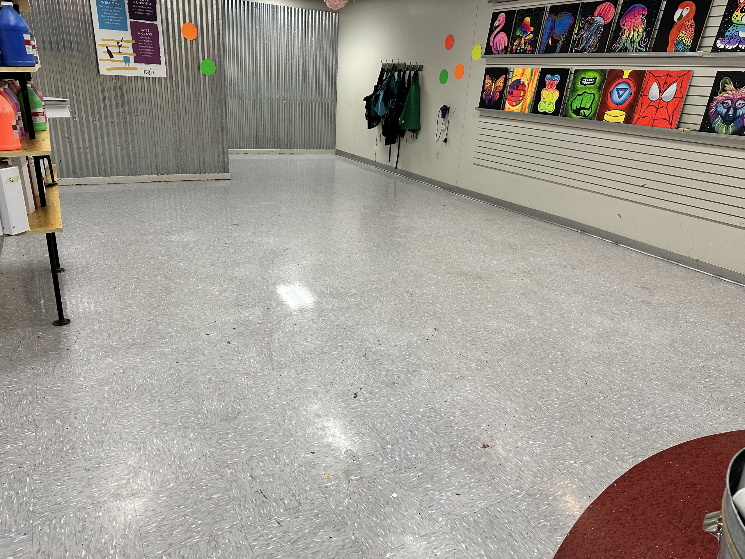 Painting with a Twist art studio floor cleaning and polishing – Midsouth Cleaning Memphis TN
