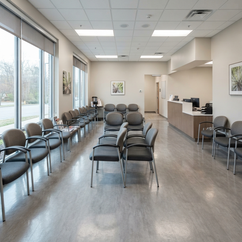 Medical clinic waiting room cleaned by a commercial cleaning company in Southaven MS